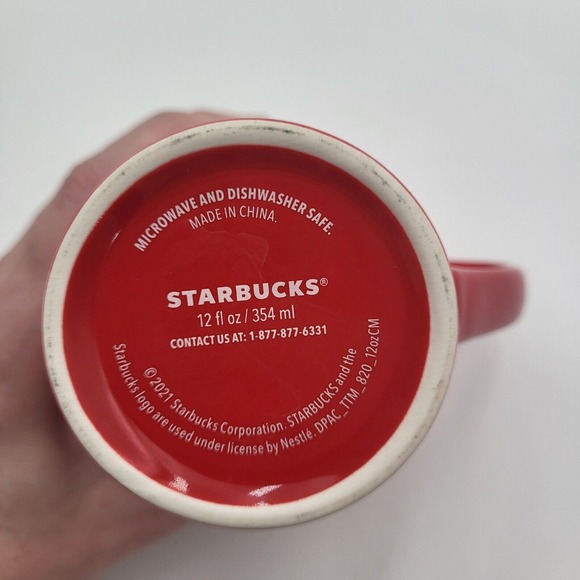 (2) Starbucks 12oz Red Ceramic Coffee Mugs Mermaid Siren Logo 2020/2021 - Picture 11 of 16